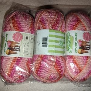 Lion Brand Yarns discontinued Ice Cream Cotton Blend -Strawberry